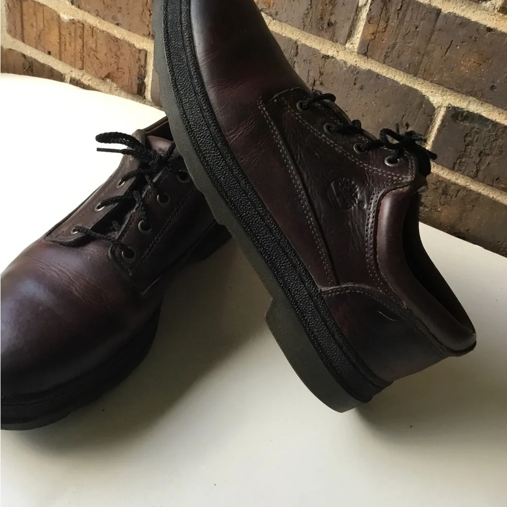 Men's Dark Brown Leather Derby Shoes - Timberland Style